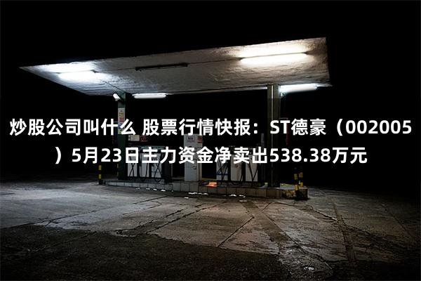 炒股公司叫什么 股票行情快报：ST德豪（002005）5月23日主力资金净卖出538.38万元